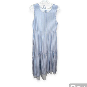 Retrod  Sleeveless Blue Pink White Stripe Layered Maxi Dress Women Small Boho